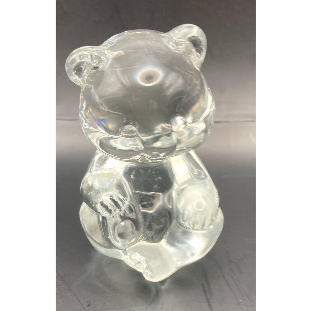 Fenton Clear Glass Art Sitting Bear 3 3/4" Tall Solid Paperweight Decorative - Picture 3 of 10